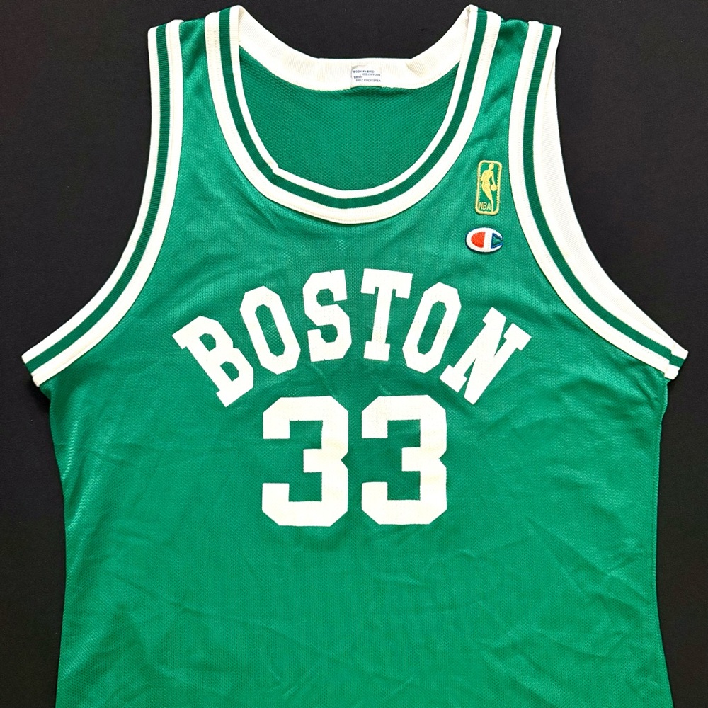 Champion Larry Bird Boston Celtics #33 Green 50th Gold Logo Throwback Jersey 40